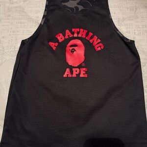 A Bathing Ape Black Tank with Red Logo